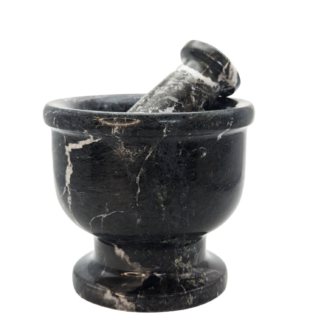 4 Inch Black Zebra Onyx Mortar and Pestle Set