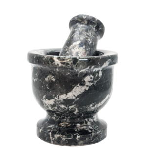 3 Inch Black Zebra Onyx Mortar and Pestle Set