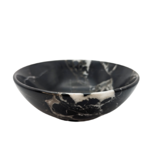6 Inch Black Zebra Onyx Stone Carved Bowl