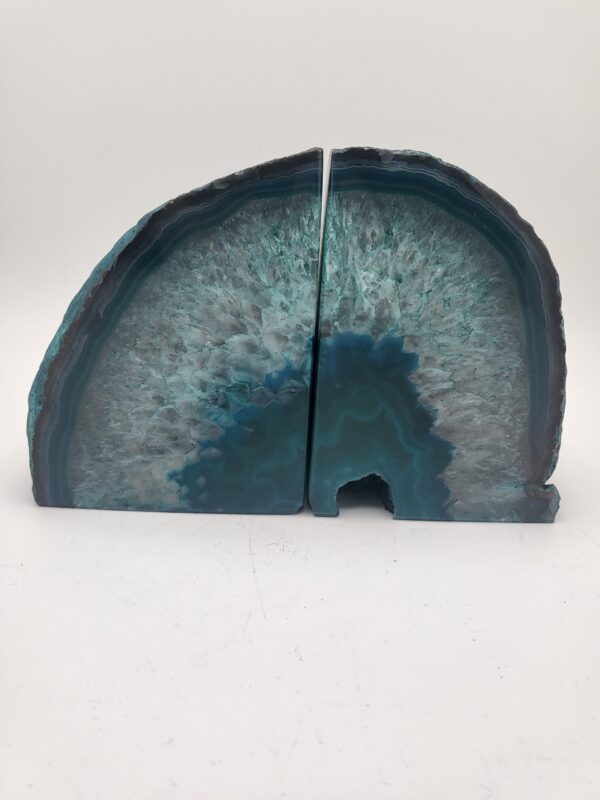 Teal Agate Bookend Set