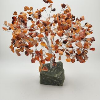 Natural Carnelian 500 Chip Gemstone Tree with Rock Base