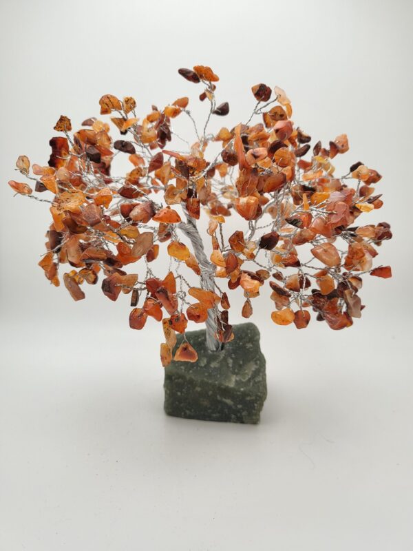 Natural Carnelian 500 Chip Gemstone Tree with Rock Base