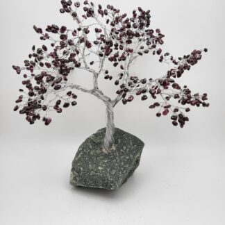 Natural Garnet 500 Chip Gemstone Tree with Rock Base