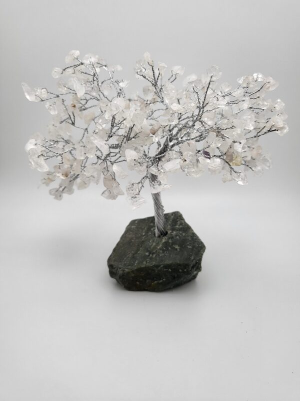 Natural Quartz 300 Chip Gemstone Tree with Green Rock Base