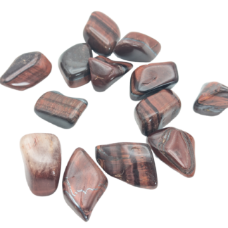 One Red Tigers Eye Tumbled Pocket Stone, Single Stone