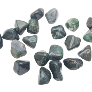 One Green Moss Agate Tumbled Pocket Stone, Single Stone
