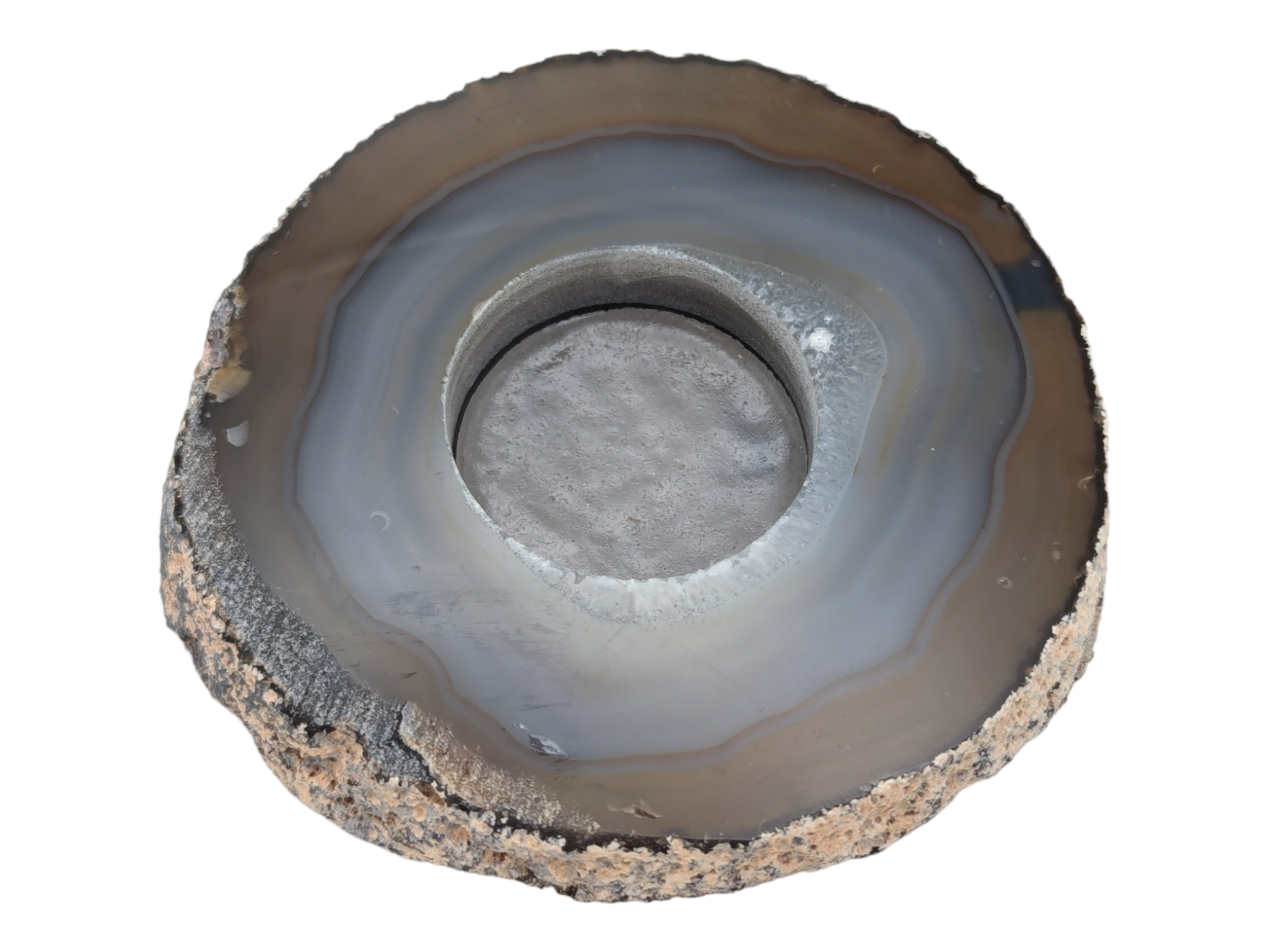 Natural Brown/Blue Agate Tealight Candle Holder - Image 3