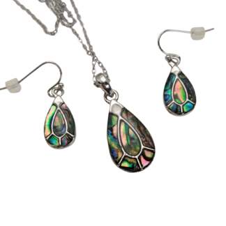 Teardrops Pava Abalone Shell Earring and Necklace Pair