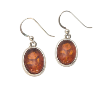 Amber Encased Flower Earrings