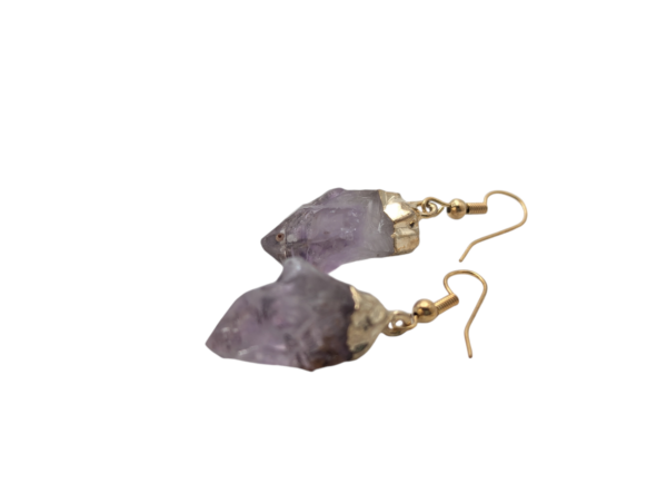 Amethyst Crystal Earrings - Gold Plated - Image 4