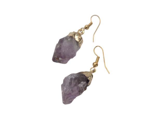 Amethyst Crystal Earrings - Gold Plated