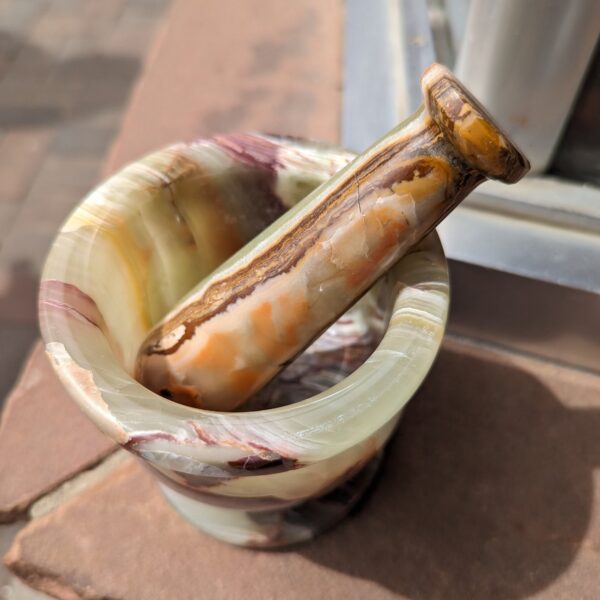 Onyx Stone Carved Mortar and Pestle / Green Onyx Cooking Utensil - Image 4