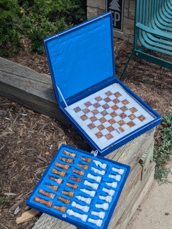 Onyx Chess Set / Red and White Onyx / 12" x 12" / Stone Chess Board and Pieces - Image 9