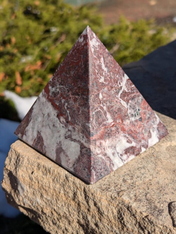 Onyx Pyramid / Carved Red Pyramid / Stone Display - Image 2