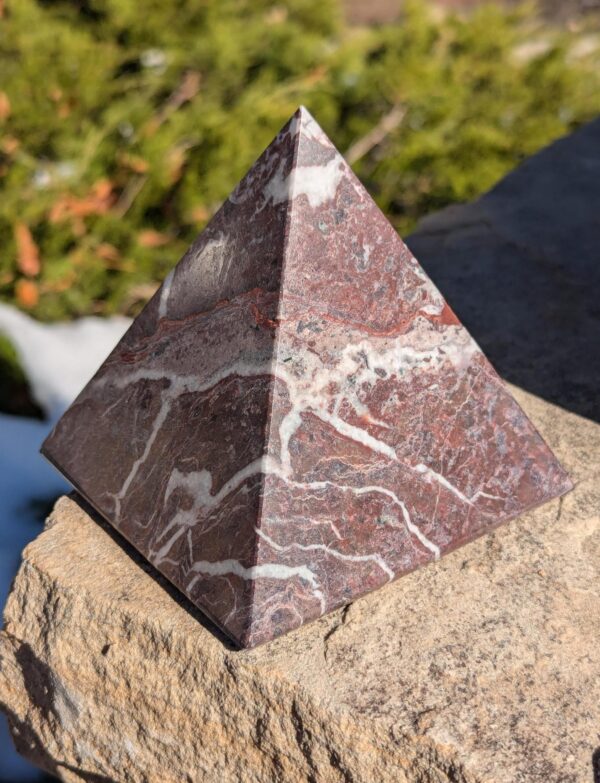 Onyx Pyramid / Carved Red Pyramid / Stone Display - Image 4