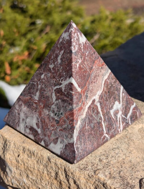 Onyx Pyramid / Carved Red Pyramid / Stone Display