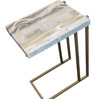 Onyx C-Side Table / Stone Living Room Table / Green Onyx TV C-shaped Table