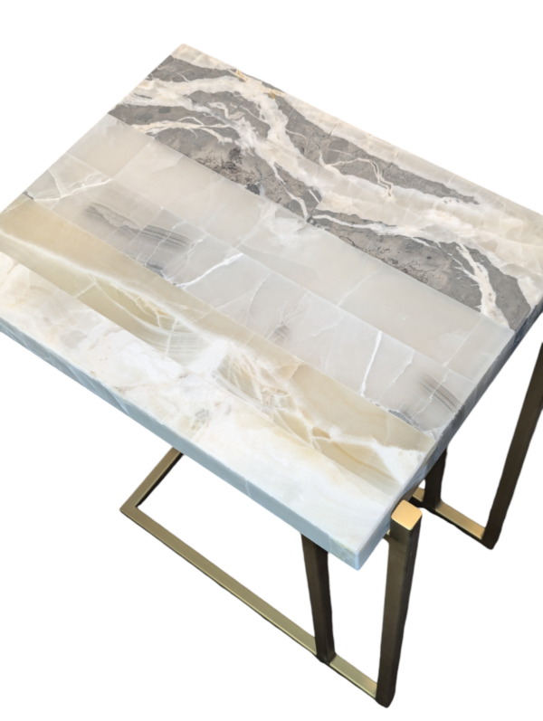 Onyx C-Side Table / Stone Living Room Table / Green Onyx TV C-shaped Table - Image 7