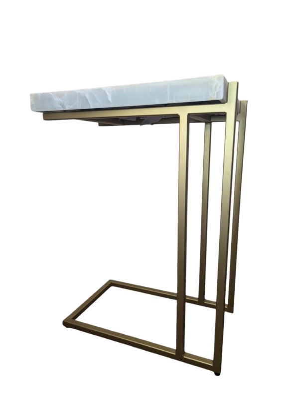 Onyx C-Side Table / Stone Living Room Table / Green Onyx TV C-shaped Table - Image 6