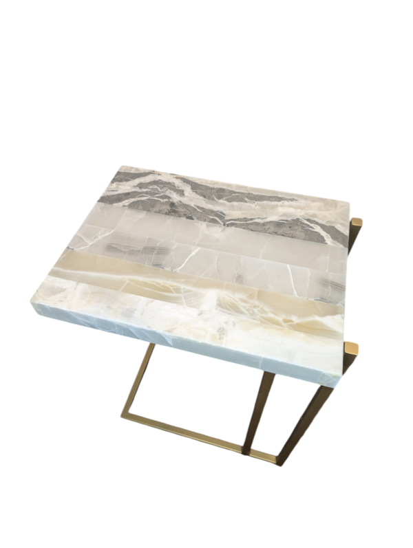 Onyx C-Side Table / Stone Living Room Table / Green Onyx TV C-shaped Table - Image 5