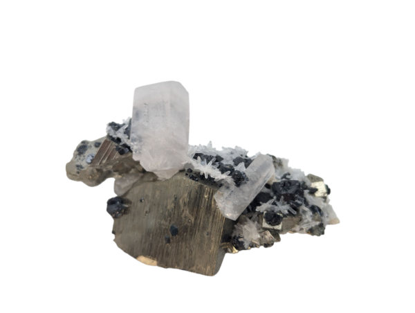 Pyrite Specimen with Calcite and Apatite